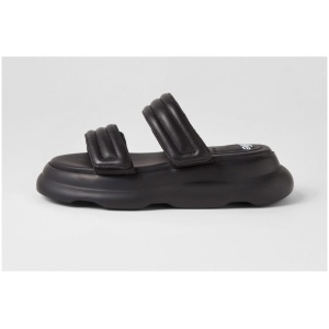 Rollie Porto Strap Rl Black Leather Black Sandals Womens Shoes Casual Sandals Flat Sandals