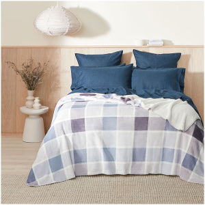 Roman Check Sherpa Blanket - Queen