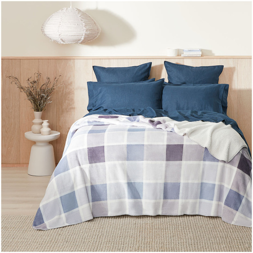 Roman Check Sherpa Blanket - Queen
