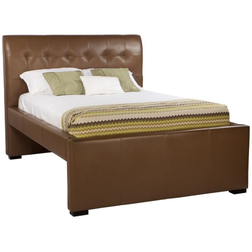 Rome custom upholstered bed frame genuine leather discounted display model