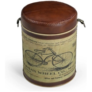 Round Vintage Rustic Bicyle Foot Stool Ottoman