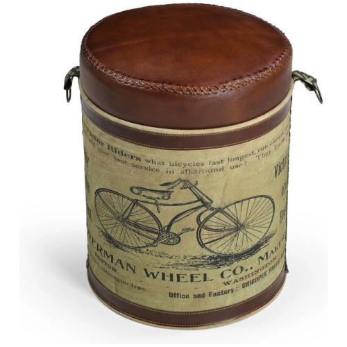 Round Vintage Rustic Bicyle Foot Stool Ottoman