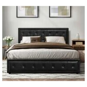 Rowynn Gas Lift Storage Queen Bed Black