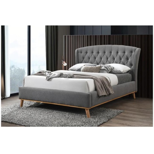 Sage Fabric Button Tufted Bed Frame Queen Size Heather