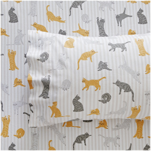 Salem Cats Flannelette Sheet Set - King Single