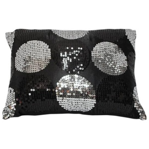 Sequined Black Silver Breakfast Filled Cushion
