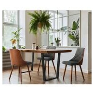 Set Of 2 Aldan Linen Dining Chairs Grey
