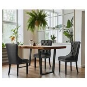 Set Of 2 Aylin Faux Pu Leather Dining Chairs Black