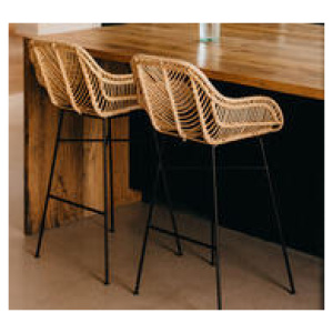 Set Of 2 Mae Rattan Bar Stools Neutral