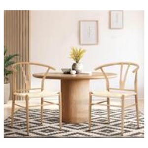 Set Of 2 Replica Hans Wegner Dining Chairs Neutral