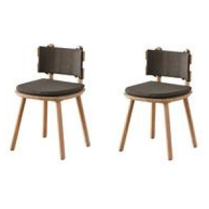 Set Of 2 Tunnel Dining Chairs Neutral