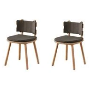 Set Of 2 Tunnel Dining Chairs Neutral