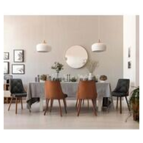 Set Of 6 Lindsay Faux Leather Dining Chairs Black