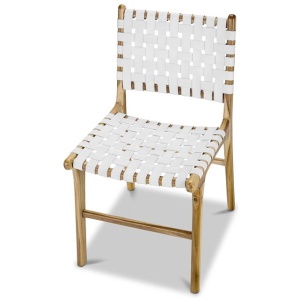 Set of 2 - Xander Leather Teak Dining Chair - White by Interior Secrets - AfterPay Available
