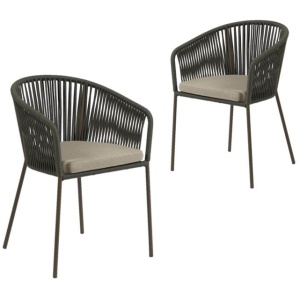 Set of 2 - Yanet Woven Dining Chair - Dark Green by Interior Secrets - AfterPay Available
