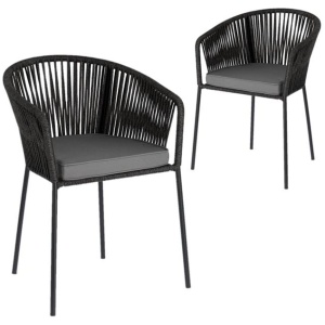Set of 2 - Yanet Woven Dining Chair - Dark Grey by Interior Secrets - AfterPay Available