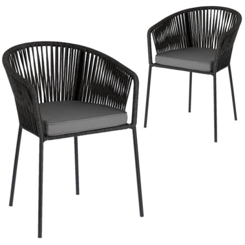 Set of 2 - Yanet Woven Dining Chair - Dark Grey by Interior Secrets - AfterPay Available
