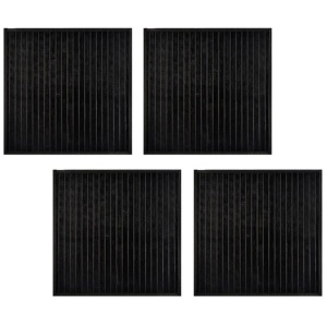 Set of 4 Square Broad Slat Bamboo Table Placemats 35 x 35cm Black