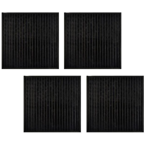 Set of 4 Square Broad Slat Bamboo Table Placemats 35 x 35cm Black