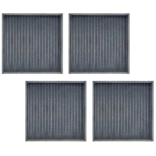 Set of 4 Square Broad Slat Bamboo Table Placemats 35 x 35cm Dark Grey