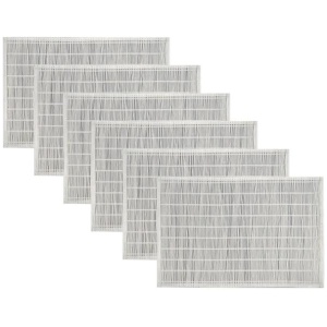 Set of 6 Bamboo Table Placemats White with White Border 30 x 45cm