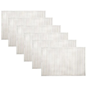 Set of 6 Broad Slat Bamboo Table Placemats 30 x 45cm White