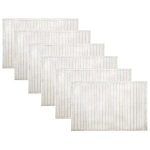 Set of 6 Broad Slat Bamboo Table Placemats 30 x 45cm White