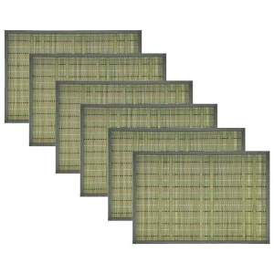 Set of 6 Multi Stitch Bamboo Table Placemats 30 x 45cm Teal