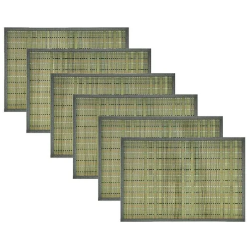 Set of 6 Multi Stitch Bamboo Table Placemats 30 x 45cm Teal
