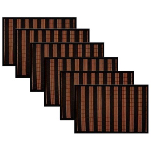 Set of 6 Orient Bamboo Table Placemats 30 x 45cm Black