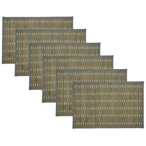 Set of 6 Streak Bamboo Table Placemats 30 x 45cm Grey Silver