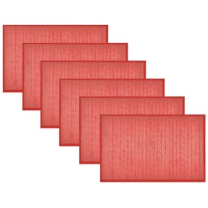 Set of 6 Varnish Bamboo Table Placemats 30 x 45cm Red
