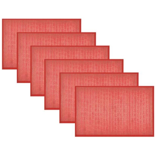 Set of 6 Varnish Bamboo Table Placemats 30 x 45cm Red