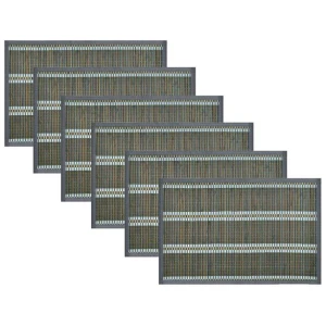 Set of 6 Victoria Bamboo Table Placemats 30 x 45cm Grey/Silver