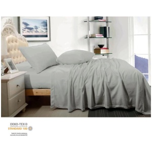 Shangri La Cashmere Touch Micro Flannelette Sheet Set Grey Queen