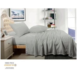 Shangri La Cashmere Touch Micro Flannelette Sheet Set Grey Queen