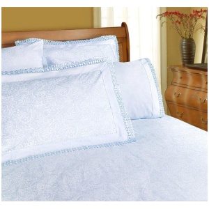 Shangri La Microfibre Machine Lace Sheet Set Ice Blue King