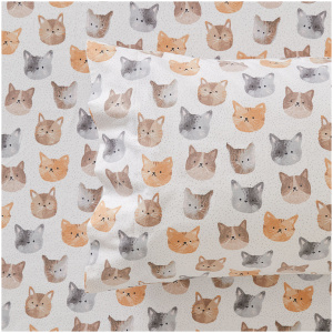 Simba Cat Flannelette Sheet Set - King Single