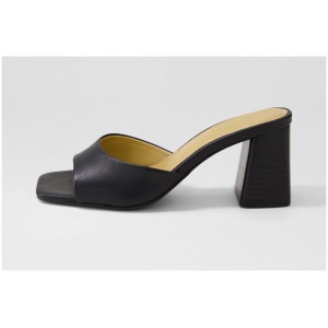 Siren Stop Si Black Leather Black Sandals Womens Shoes Dress Heeled Sandals