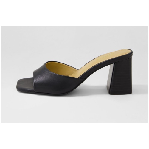 Siren Stop Si Black Leather Black Sandals Womens Shoes Dress Heeled Sandals