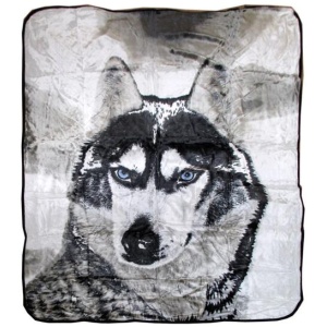 Soft 3D Animal Print Faux Mink Blanket Queen Husky