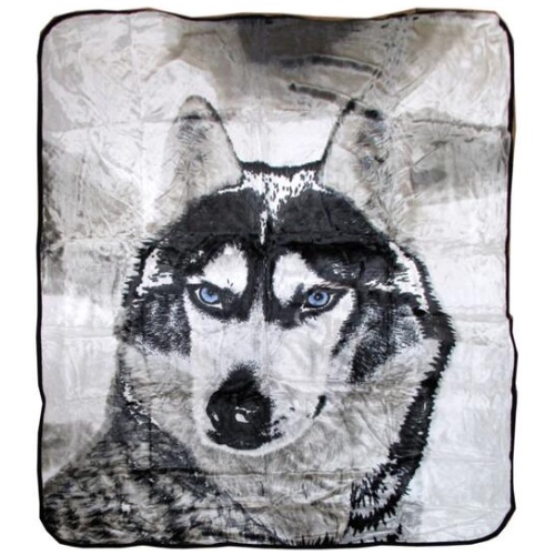 Soft 3D Animal Print Faux Mink Blanket Queen Husky