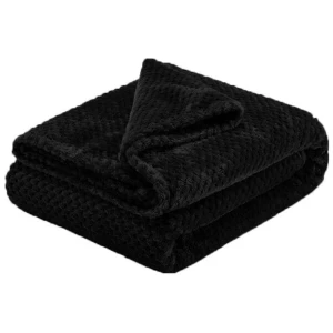Soft Diamond Fleece Throw Rug/Blanket Black