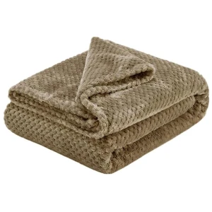Soft Diamond Fleece Throw Rug/Blanket Latte