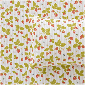 Strawberry Stripe Flannelette Sheet Set - Queen