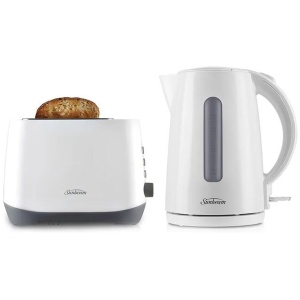 Sunbeam White TAP0002WH Toaster & KEP0007WH Kettle Bundle