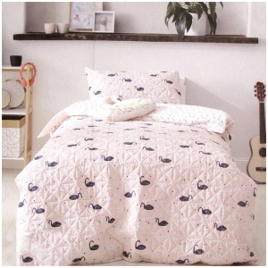 Swan Blush Quilt Cover Set Single