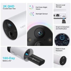 TP-Link Tapo Smart 2K Wire-Free Security Camera System (2 Pack)