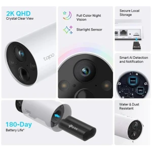 TP-Link Tapo Smart 2K Wire-Free Security Camera System (2 Pack)