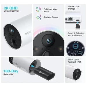 TP-Link Tapo Smart 2K Wire-Free Security Camera System (4 Pack)